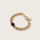 pink moon lunar curb link bracelet in gold