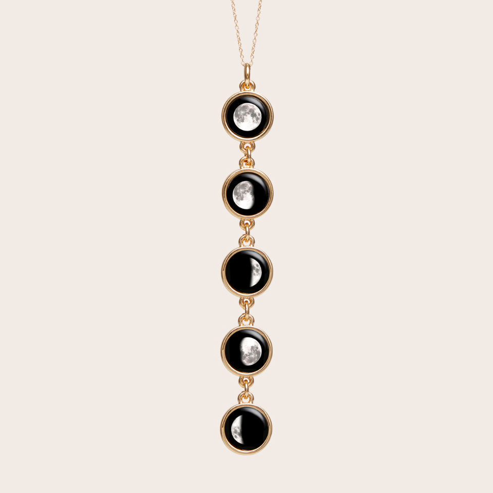 Five Moon Necklace in Gold