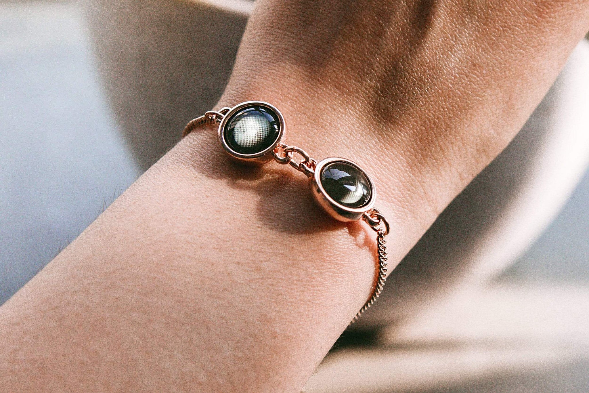 Double Moon Pallene Bracelet in Rose Gold