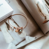 modern moon bangle in rose gold