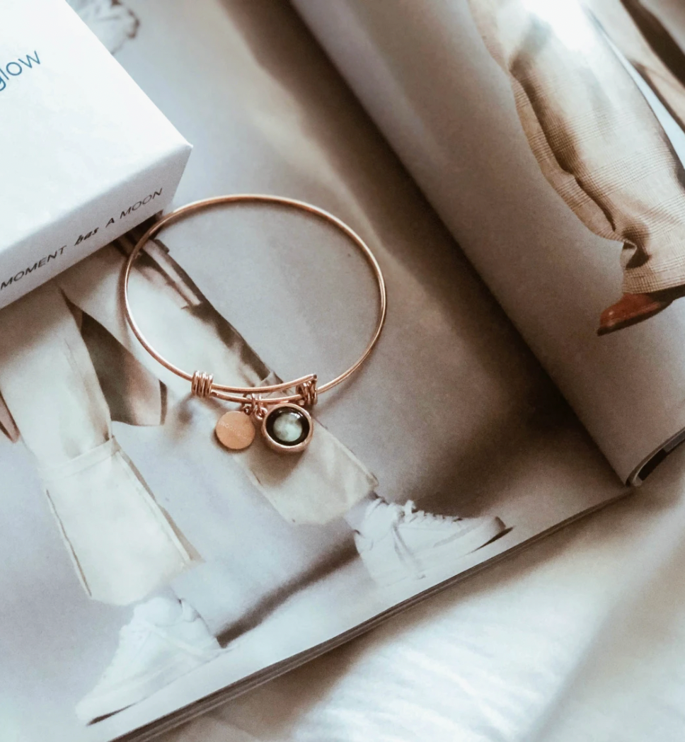 Modern Moon Bangle in Rose Gold