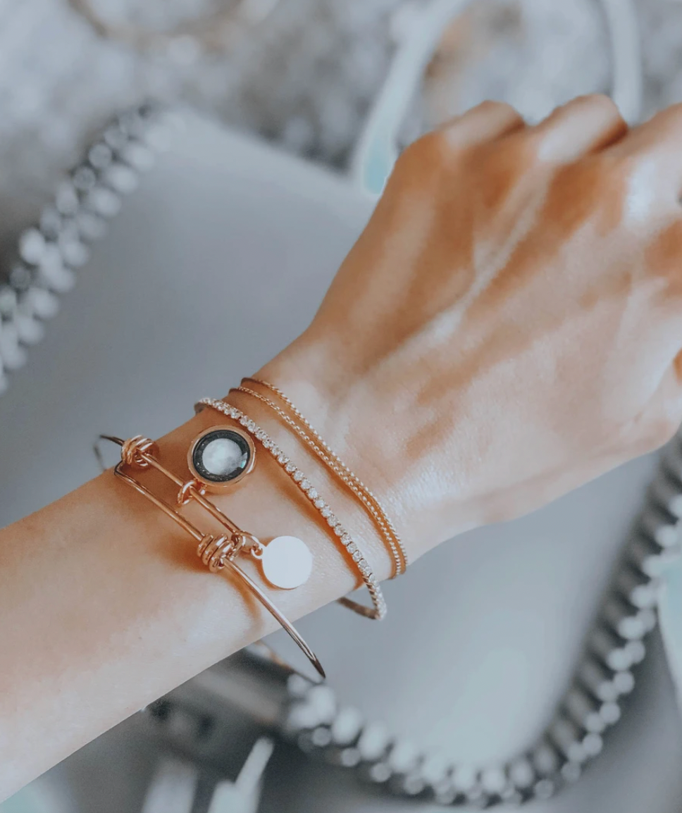 Modern Moon Bangle in Rose Gold