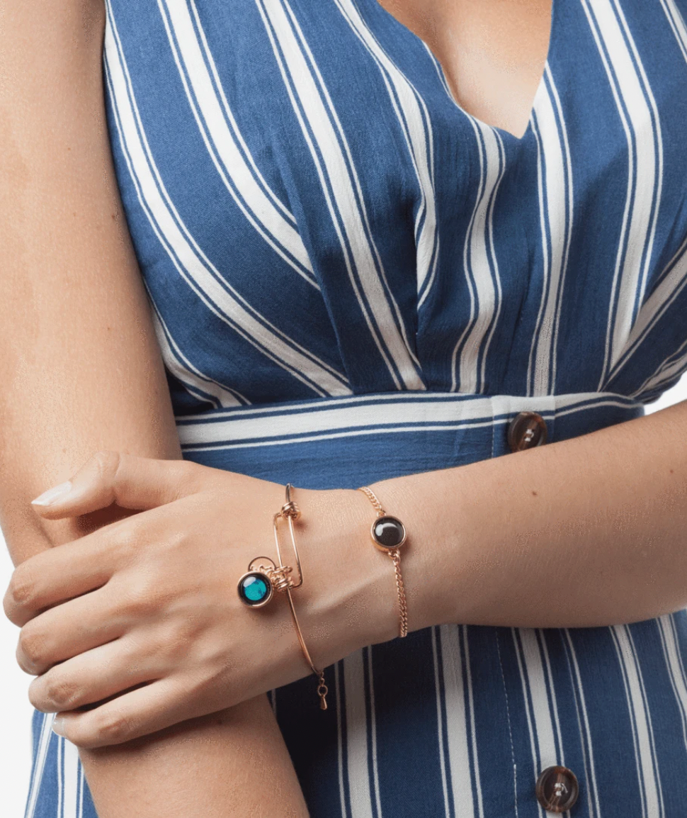 Modern Moon Bangle in Gold