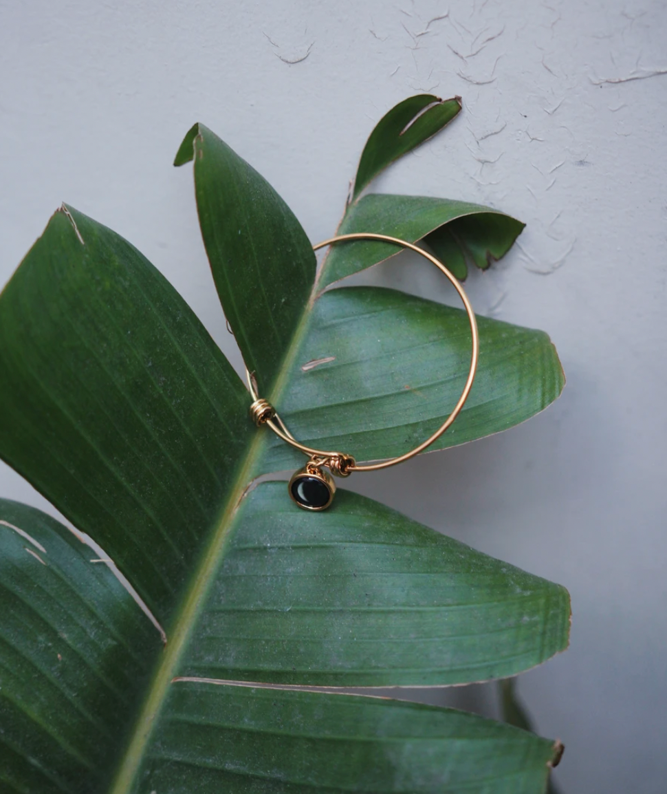 Modern Moon Bangle in Gold