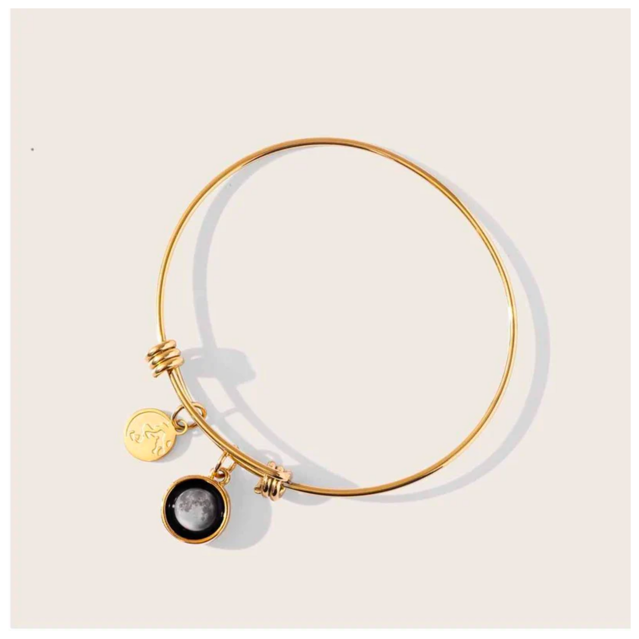 Modern Moon Bangle in Gold