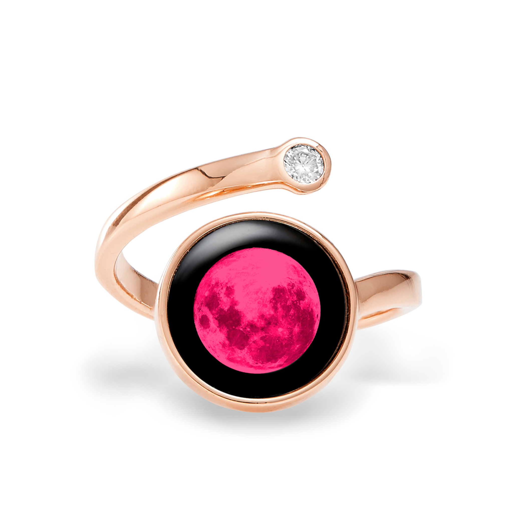 Pink Moon Cosmic Spiral Ring in Rose Gold