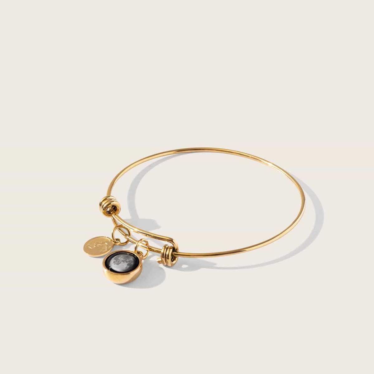 Modern Moon Bangle in Gold