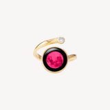 pink moon cosmic spiral ring in gold