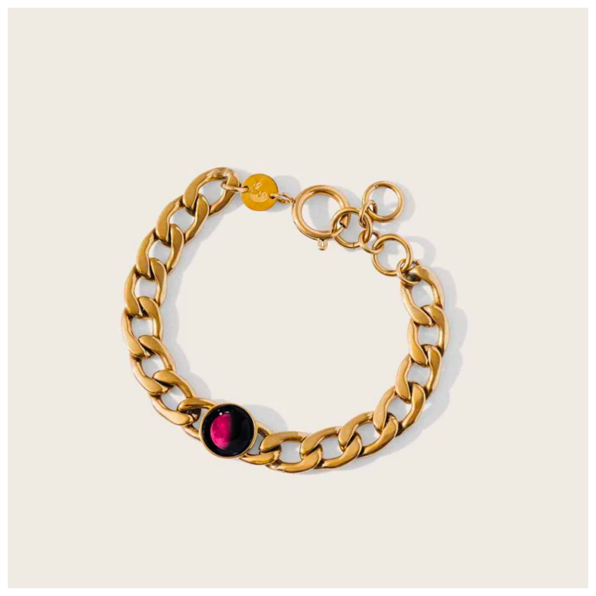 Pink Moon Lunar Curb Link Bracelet in Gold