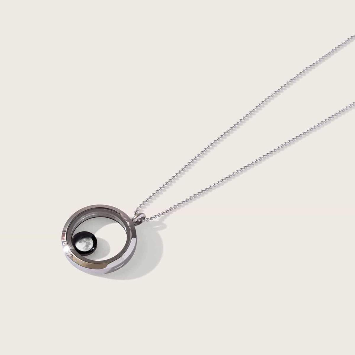 One Moon Locket in Stainless Steel