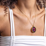 pink moon family locket in gold