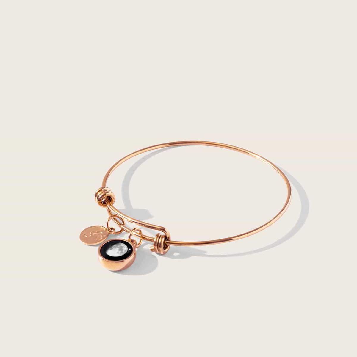 Modern Moon Bangle in Rose Gold